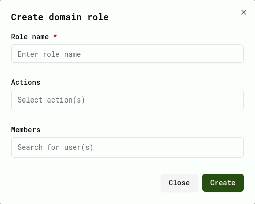 Create domain role modal