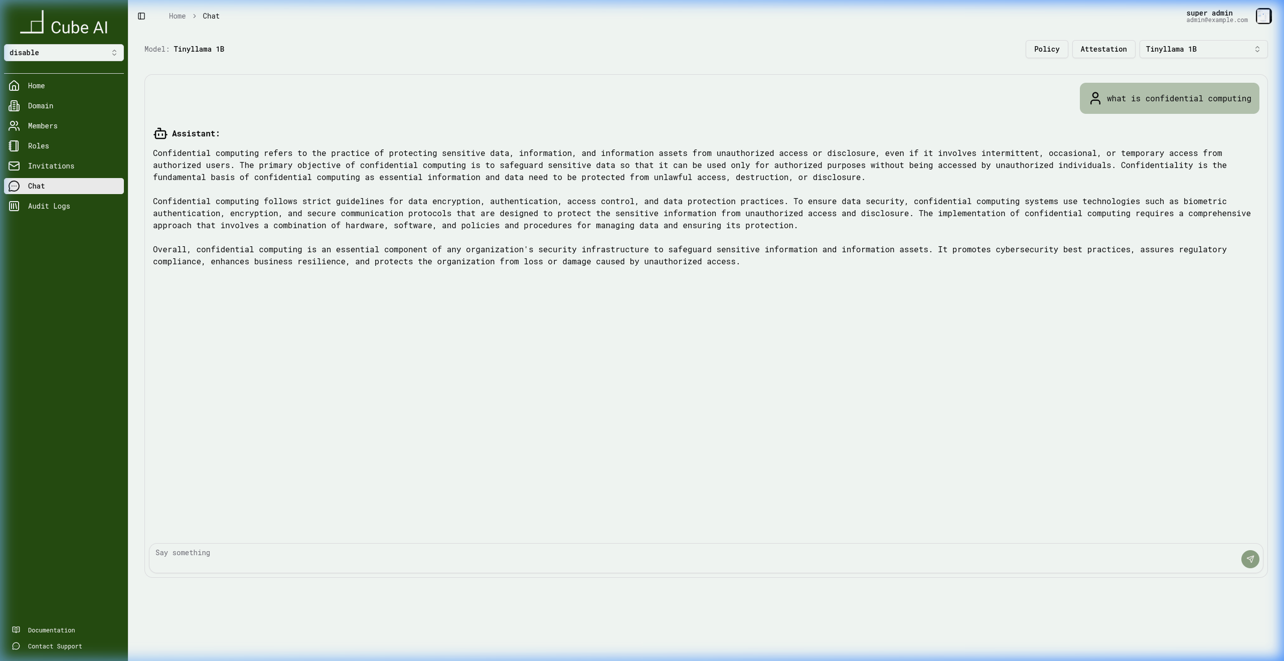 Chat showing allowed general query with full response