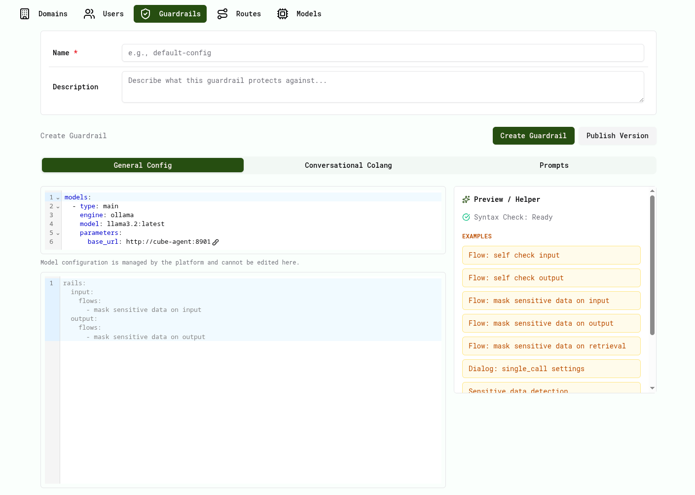 Create guardrail page