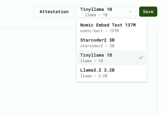 Model selector dropdown