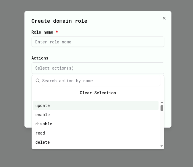 Role actions selection